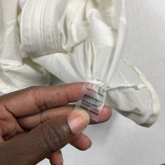 Dolce Cabo Ivory Mesh Floral Appliqué Zip Blouse Jacket Womens Small Sheer FLAW - Picture 6 of 12